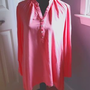 Spense coral color tunic blouse with long sleeves. Large